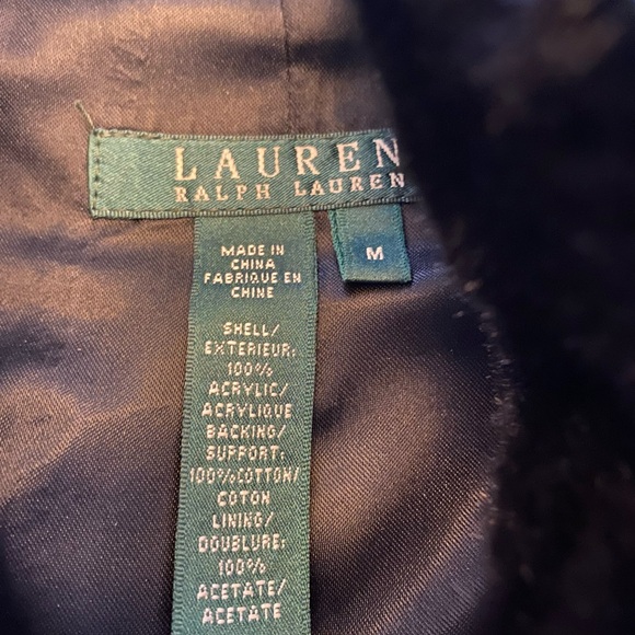 Lauren Ralph Lauren Black Faux Fur Swing Coat Size M - Picture 3 of 16